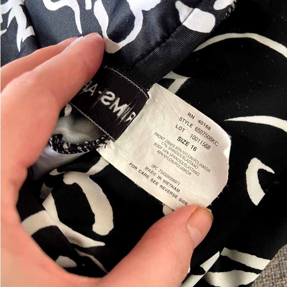 Trimshaper 16 One Piece Floral Swim Suit Black White Sexy Plus Size XL - Picture 4 of 4